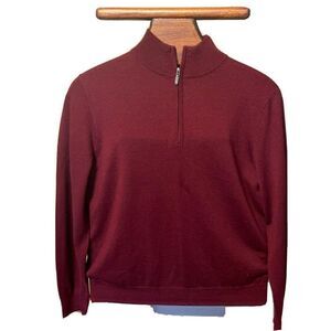 Alan Flusser Men's Maroon Merino Wool Long Sleeve Turtleneck  Sweater Shirt SZ L